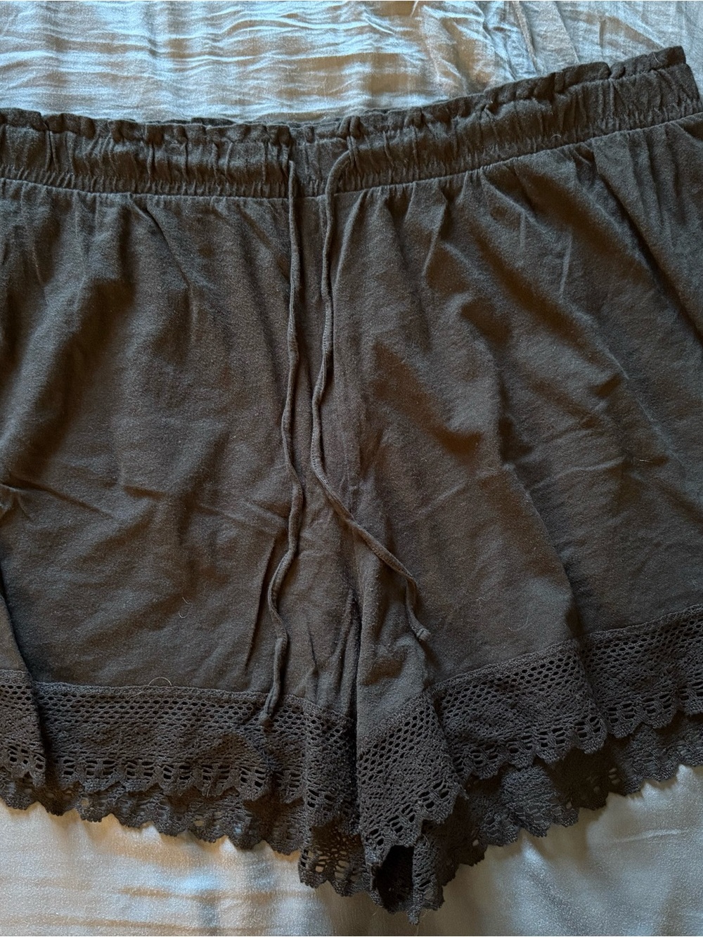 American Eagle Outfitters Black High Waist Lace Trim Shorts